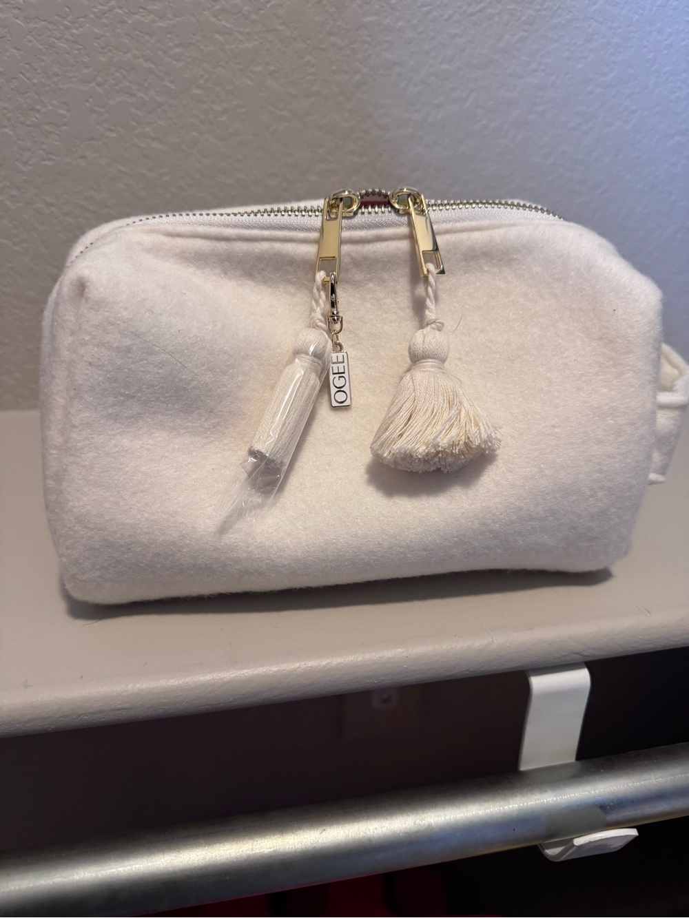 New OGEE Cream Tassel Cosmetic Pouch